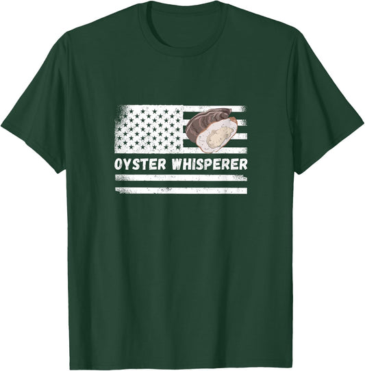 Oyster Whisperer USA America Flag Vintage Oyster Shucking T-Shirt - T-Shirt | Forest
