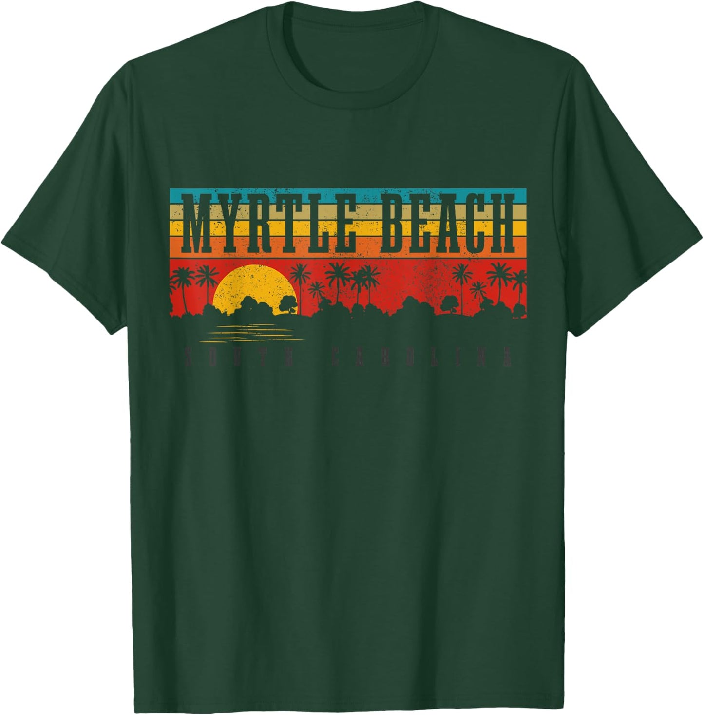 Myrtle Beach South Carolina Vintage Retro Surfing T-Shirt - T-Shirt | Forest