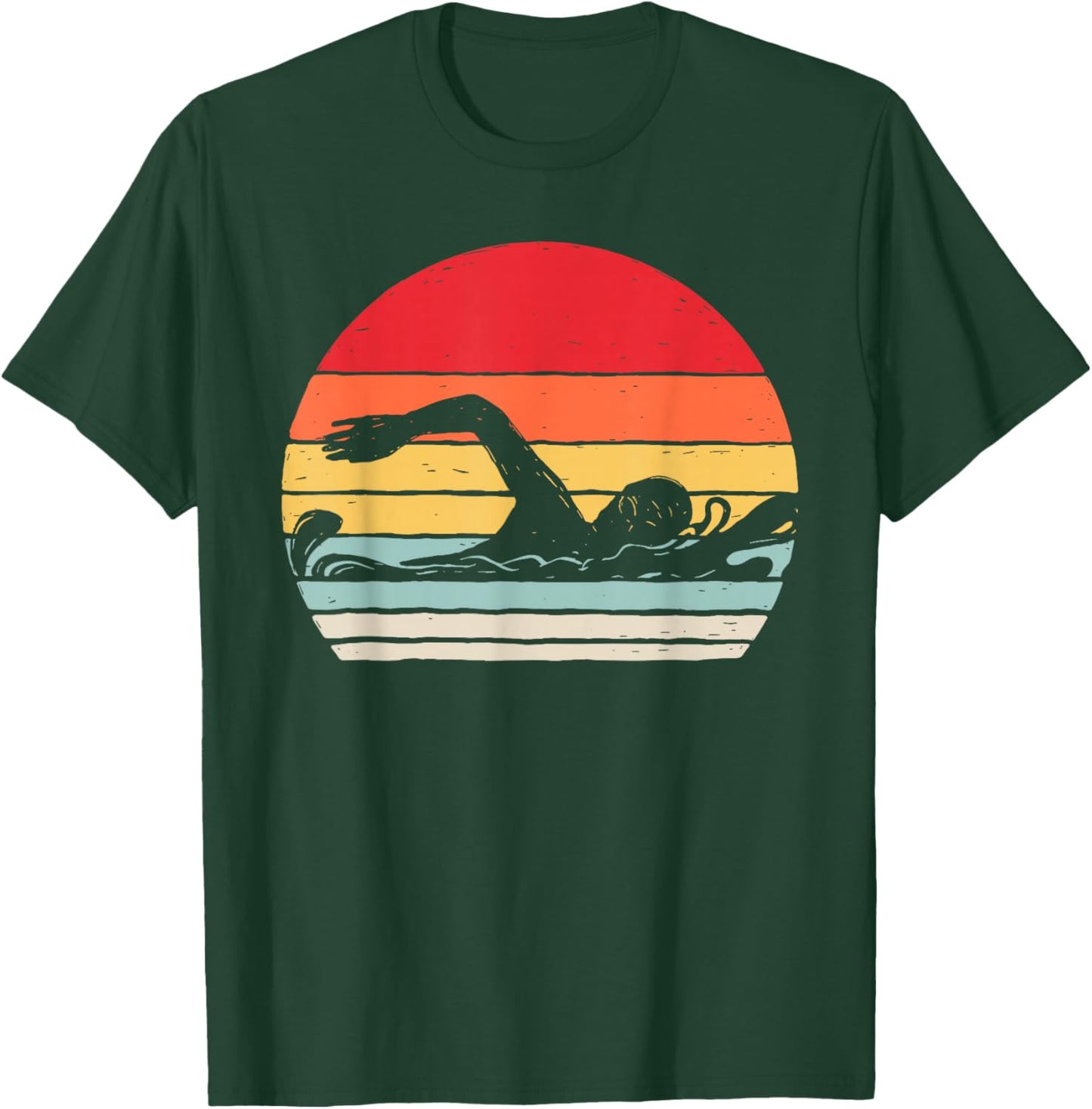 Vintage Retro Swimming Shirt Swimmer Gift T-Shirt - T-Shirt | Forest