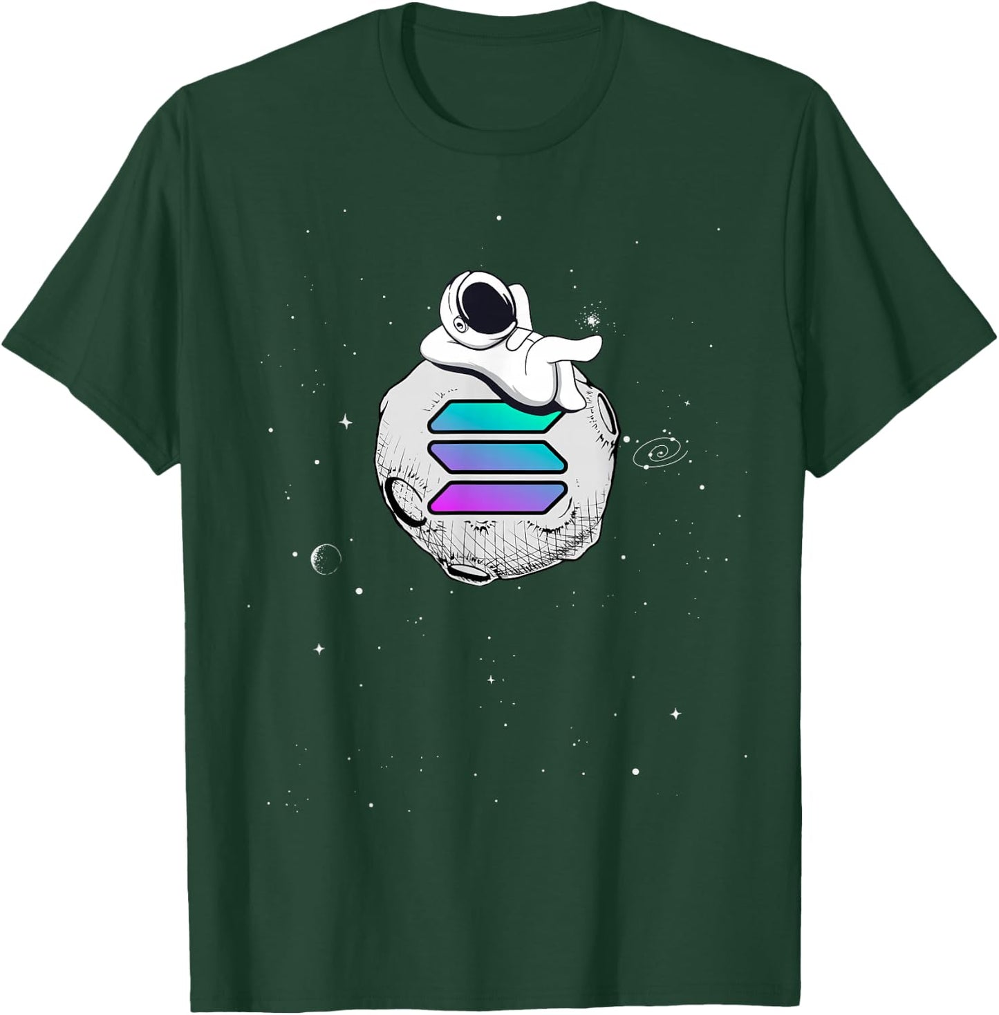 Cryptocurrency Fun Relaxing Space Man On Solana Moon T-Shirt - T-Shirt | Forest
