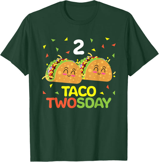 Taco Twosday 2nd Birthday Gifts for Kids Toddler Boy Girl T-Shirt - T-Shirt | Forest
