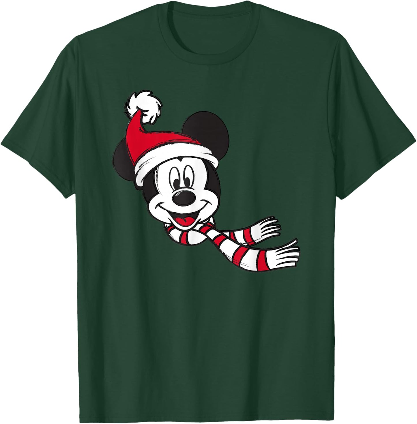 Disney - Mickey Mouse Santa Hat Holiday T-Shirt - T-Shirt | Forest
