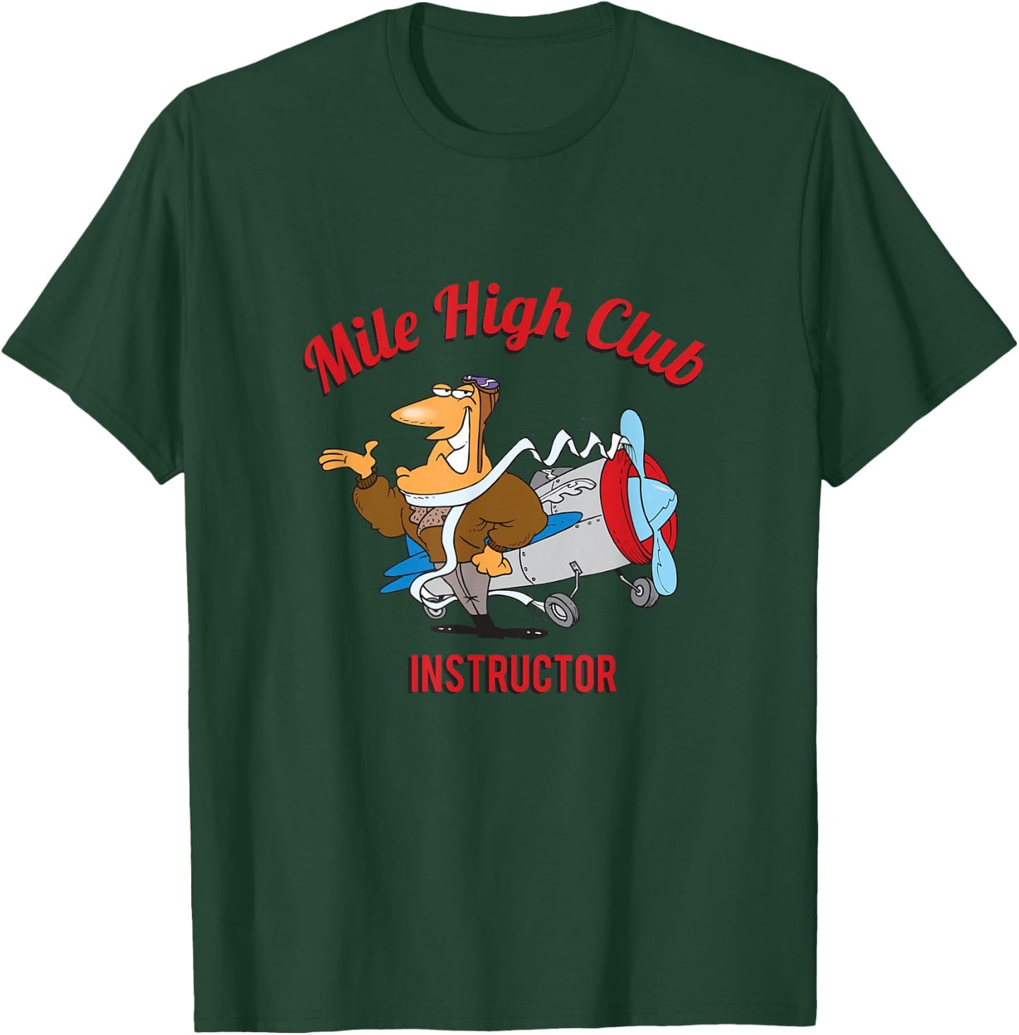 Mile High Club Instructor Funny Pilot Shirt Shirt T-Shirt - T-Shirt | Forest
