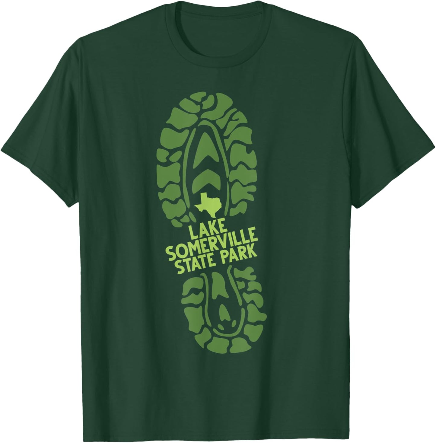 Lake Somerville State Park Texas TX Hiking Boot Print T-Shirt - T-Shirt | Forest