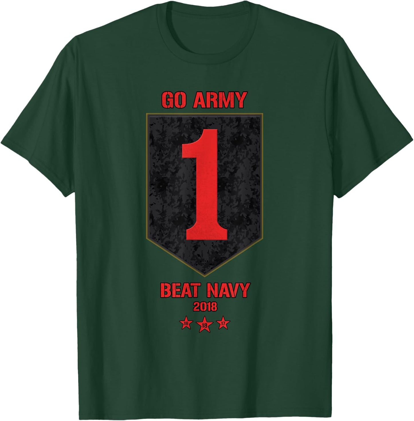Veterans & Armed Forces Design (VAFD) Go Army! Beat Navy! 2018 Black Adult Men's Classic Fit Short Sleeve T-Shirt - T-Shirt | Forest