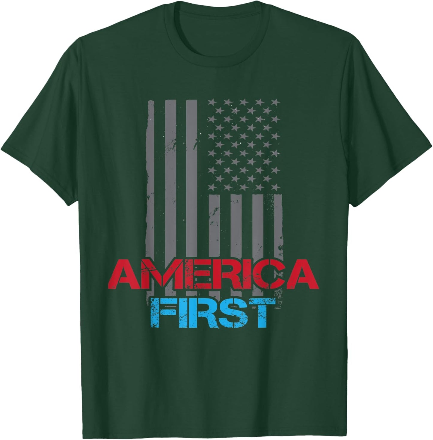 America First Patriotic American Flag Stars And Stripes USA Men T-Shirt - T-Shirt | Forest