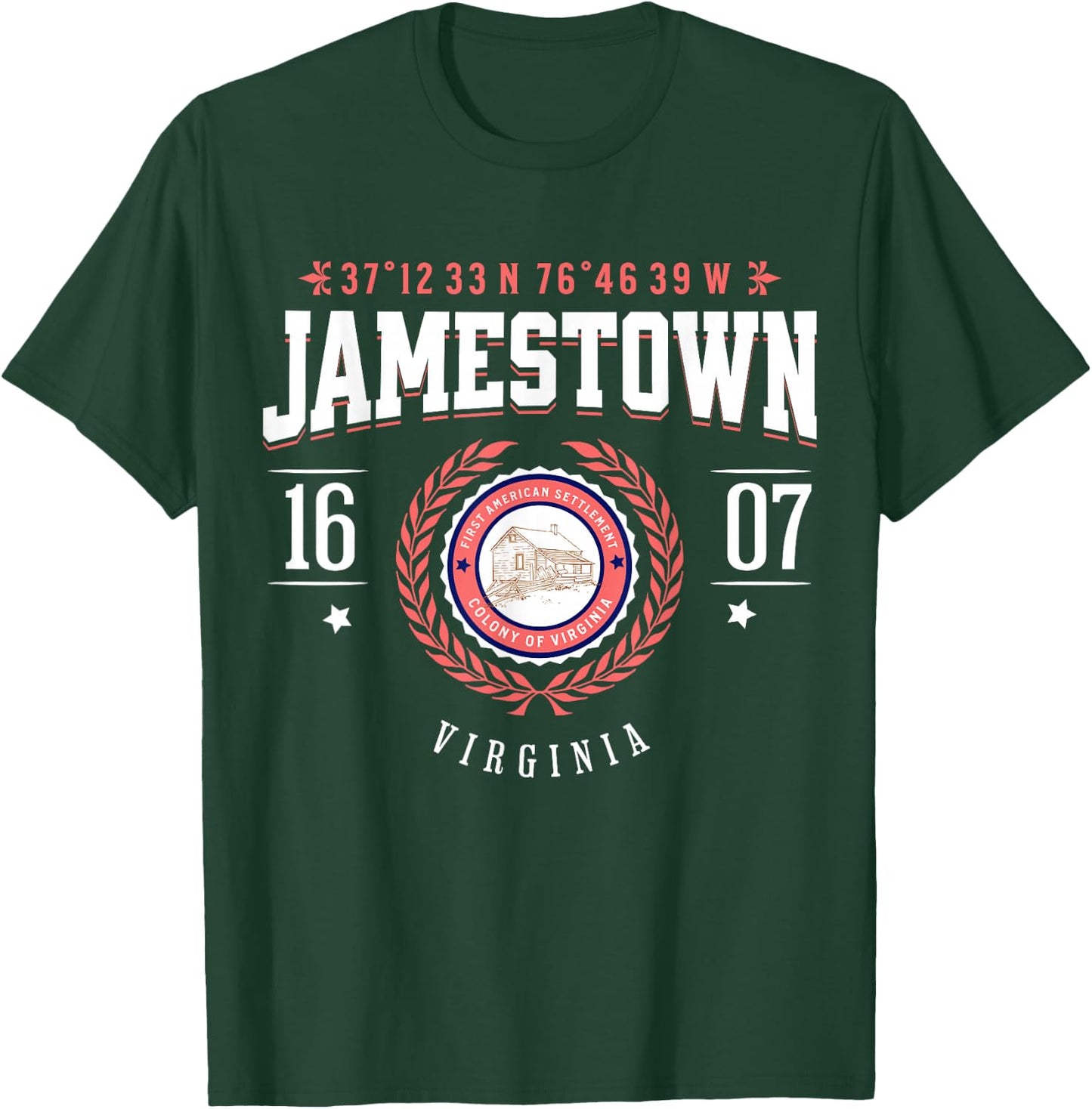 Jamestown Virginia Colony Rustic Souvenir Revolutionary War T-Shirt - T-Shirt | Forest