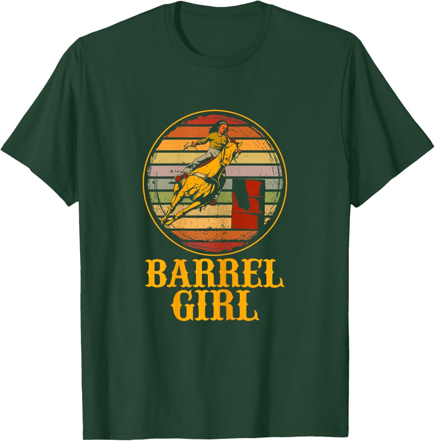 Arrel Racing Horse Riding Texas Rodeo Barrel Girl T-Shirt - T-Shirt | Forest