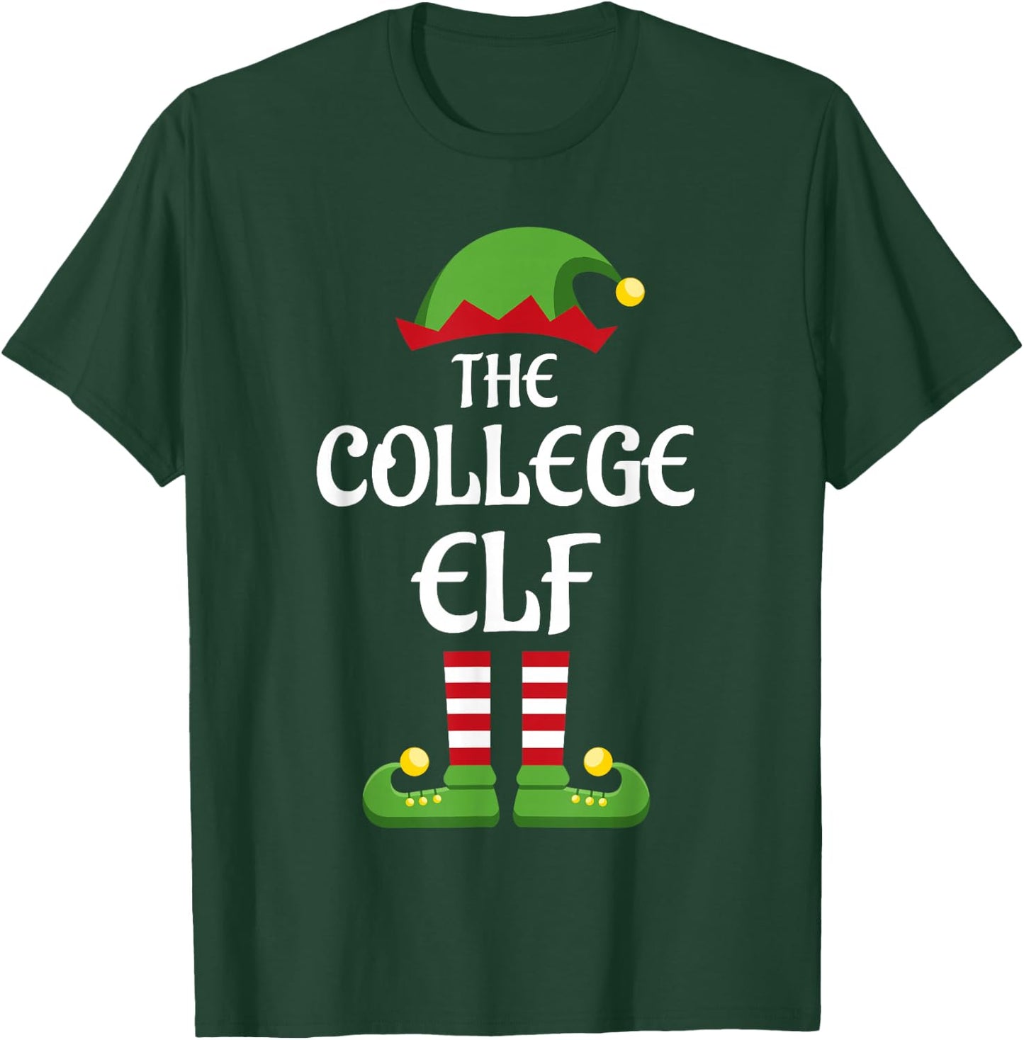 College Elf Family Matching Group Christmas T-Shirt - T-Shirt | Forest