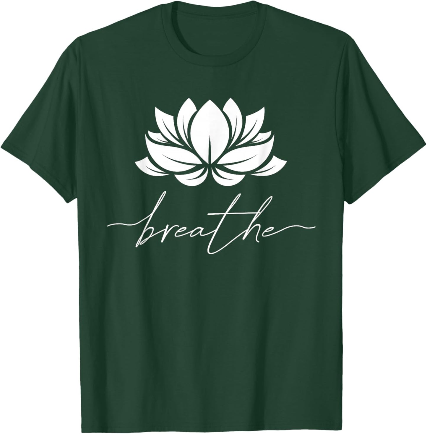 Lotus Flower Line Art Summer Breathe Meditation Yoga Blossom T-Shirt - T-Shirt | Forest