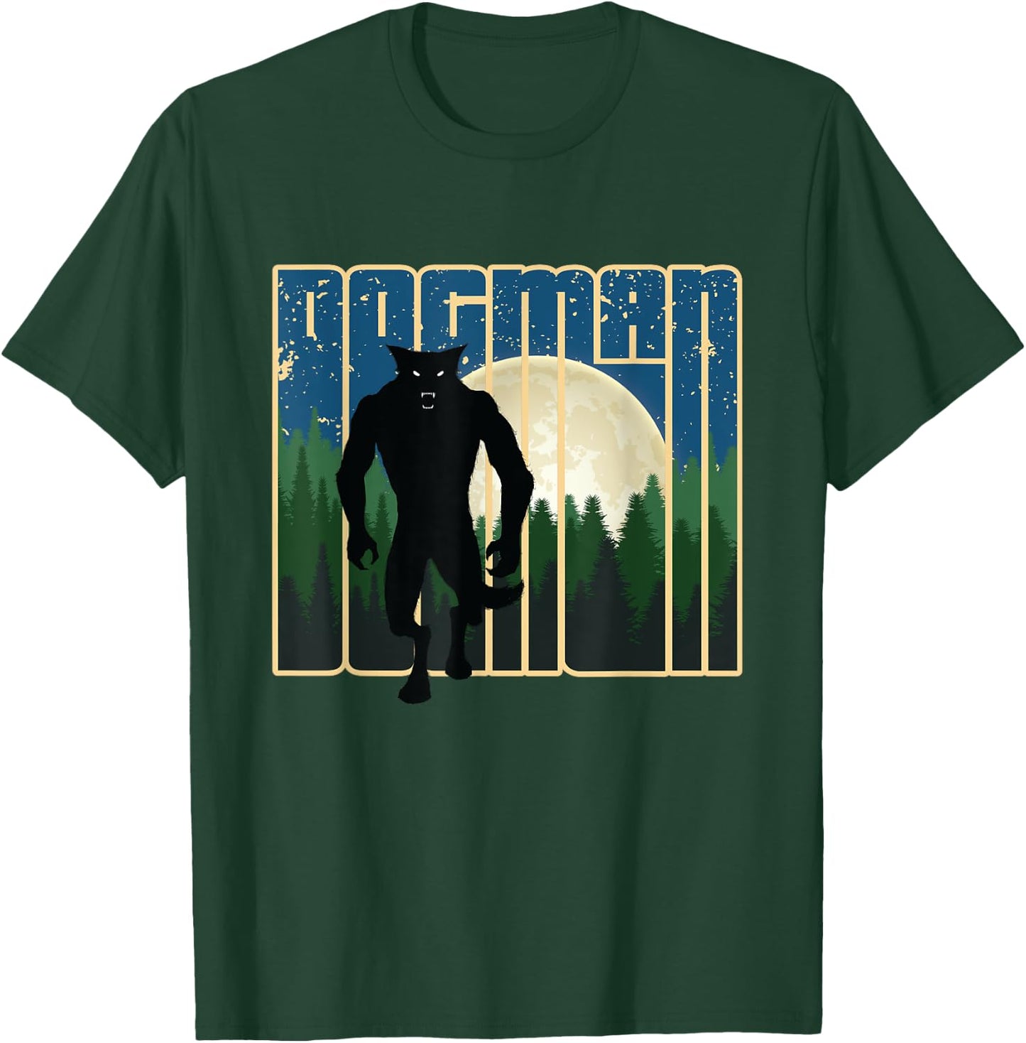 Dogman - Michigan Wisconsin Cryptid Retro Werewolf Forest T-Shirt - T-Shirt | Forest