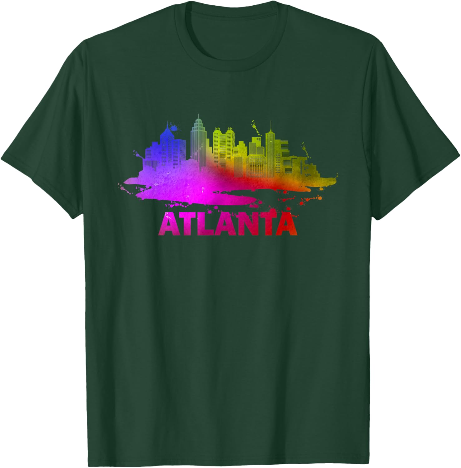 Colorful Atlanta Cityscape Souvenir - Atlanta Skyline T-Shirt - T-Shirt | Forest