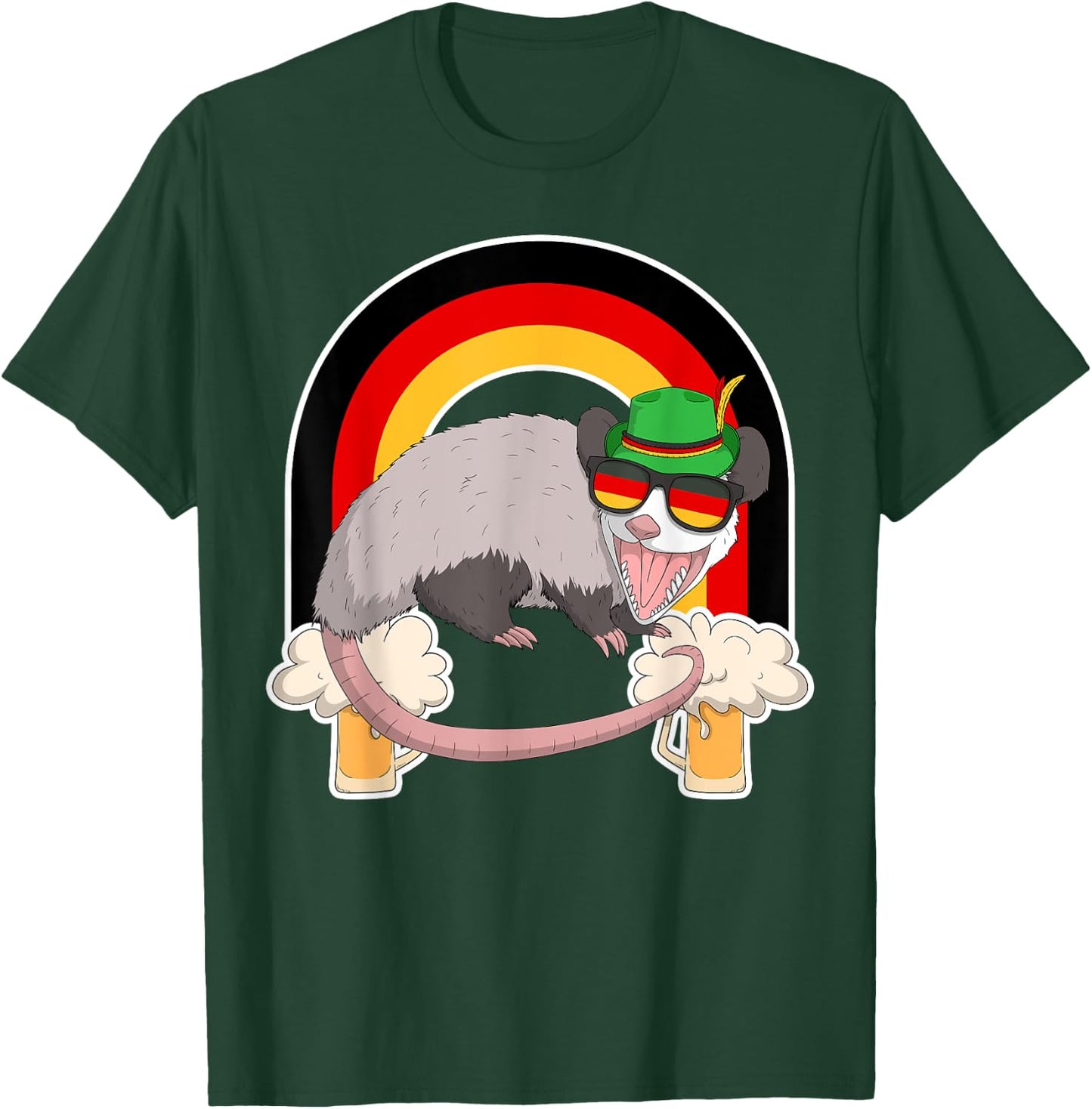 Possum Beer Oktoberfest Prost German Flag Funny Opossum Gift T-Shirt - T-Shirt | Forest