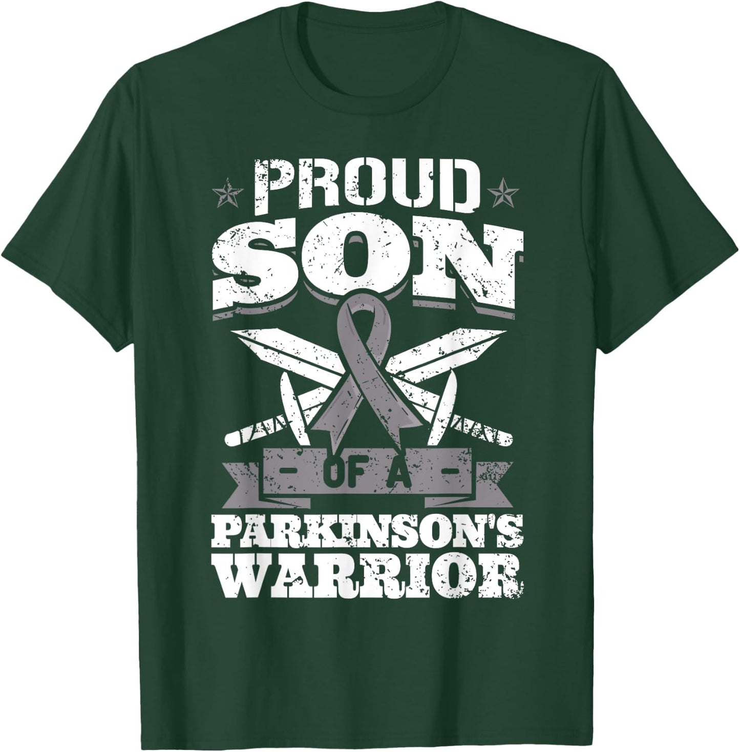Proud Son Of A Parkinson's Warrior PD Awareness Ribbon T-Shirt - T-Shirt | Forest
