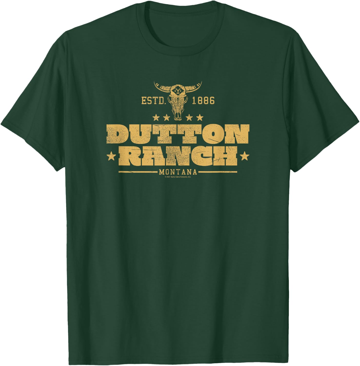 Yellowstone Dutton Ranch Montana Est. 1886 Center Gold Logo T-Shirt - T-Shirt | Forest