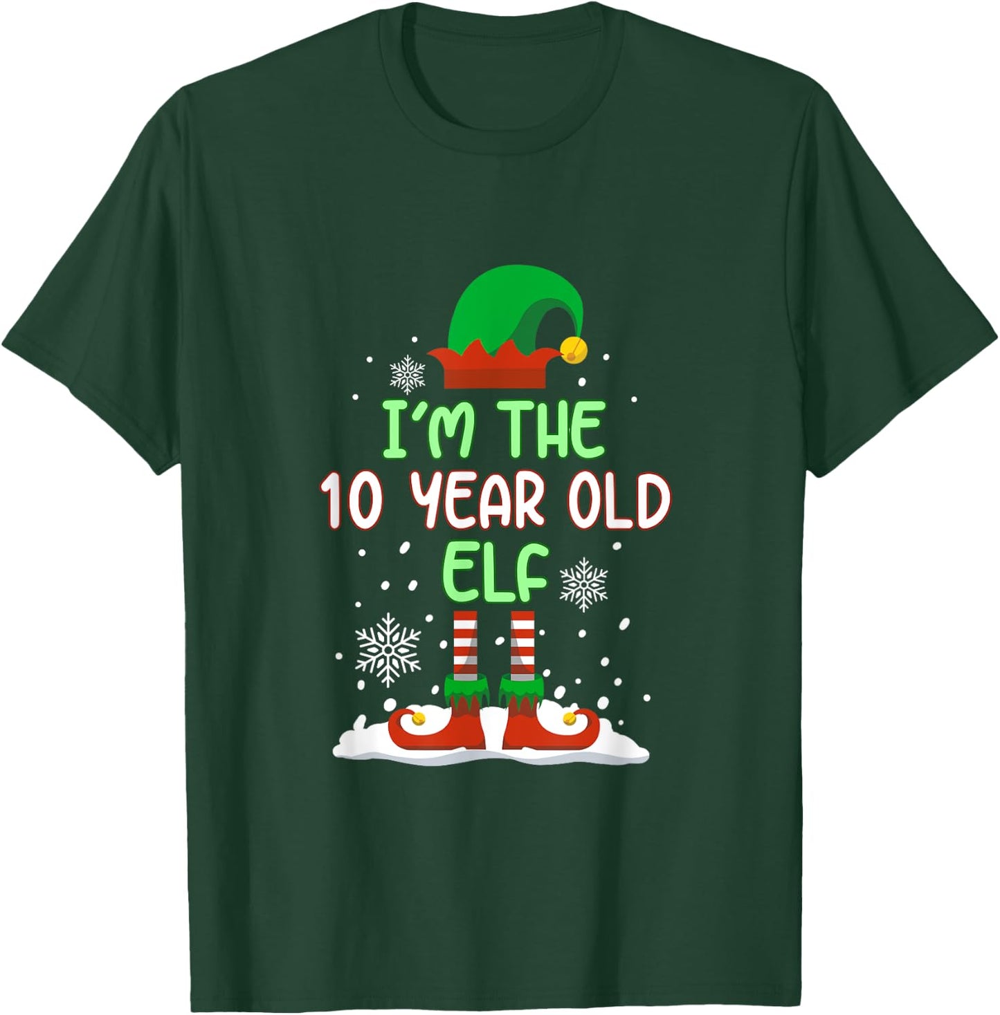 The 10 Year Old Elf Family Matching Christmas Pajama Kids T-Shirt - T-Shirt | Forest