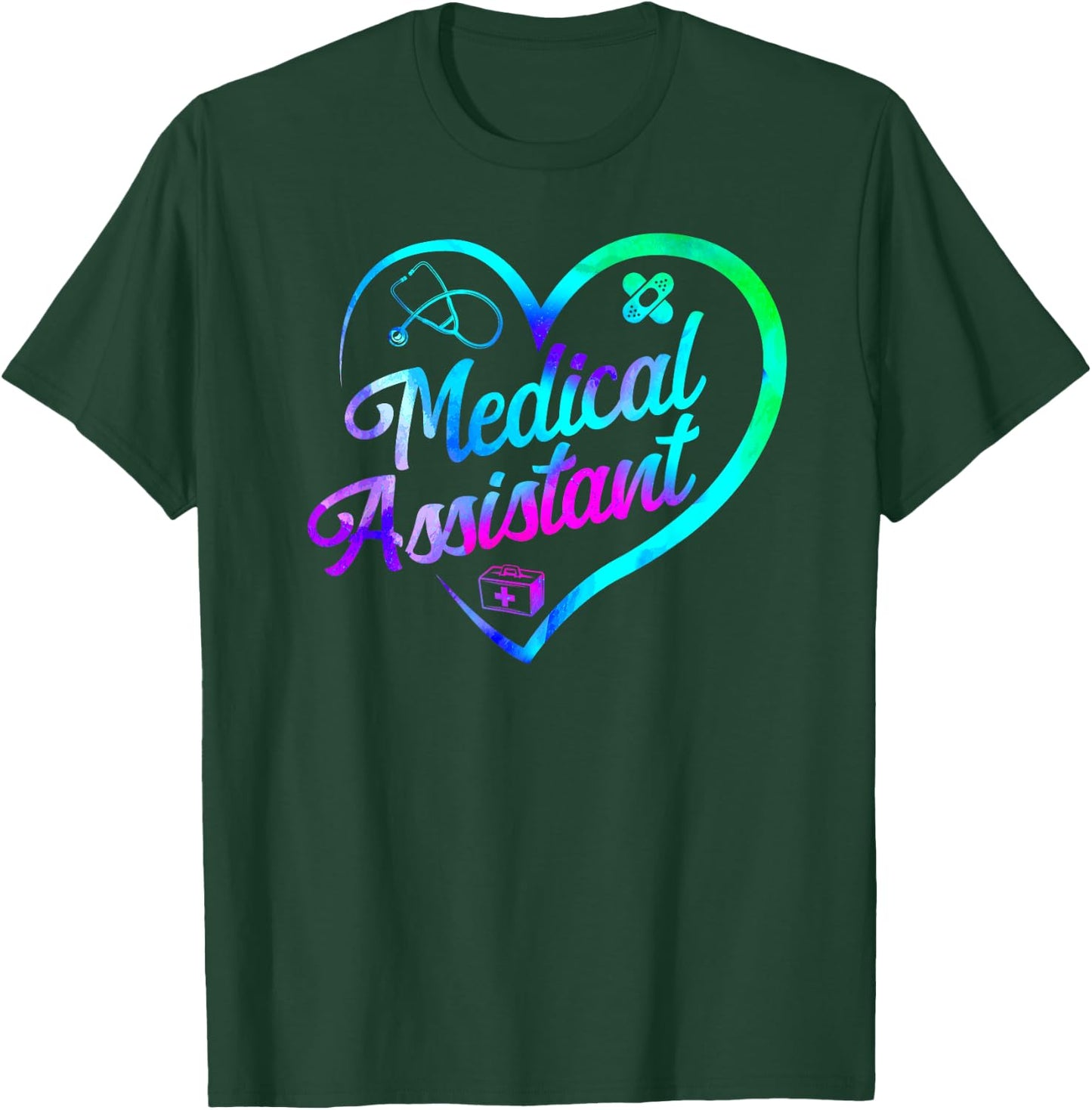 Certified Medical Assistant Watercolor Heart CMA T-Shirt - T-Shirt | Forest