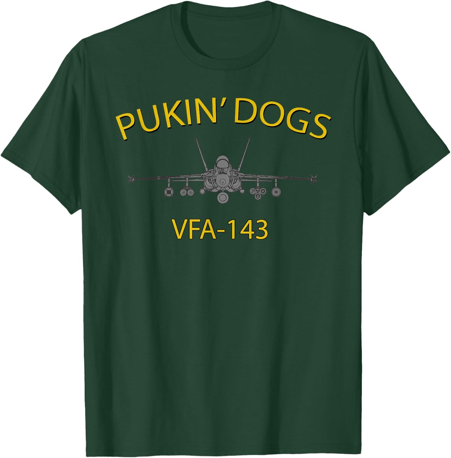 VFA-143 "Pukin' Dogs" Squadron F-18 Super Hornet T-Shirt - T-Shirt | Forest
