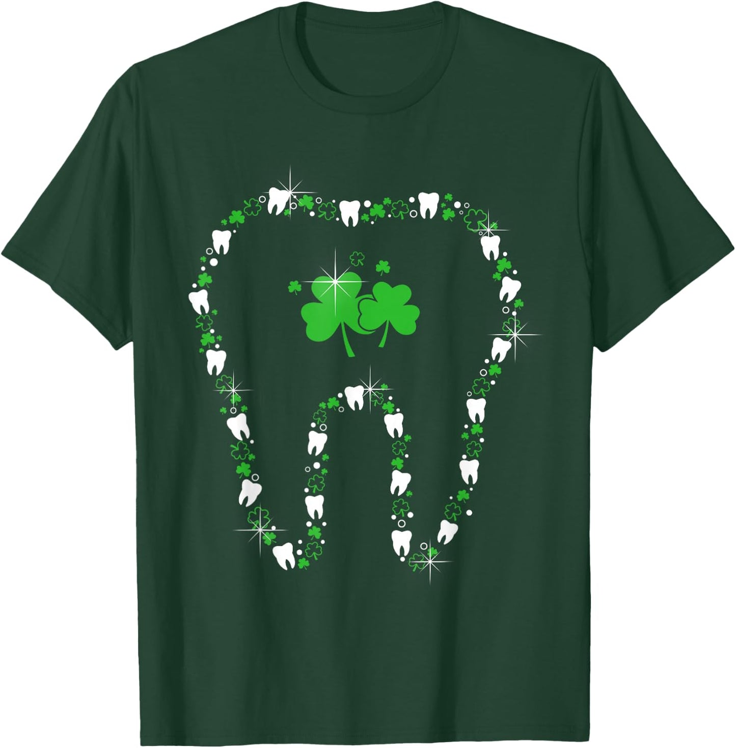 Tooth With Shamrocks Dental Assistant Happy St Patrick's Day T-Shirt - T-Shirt | Forest