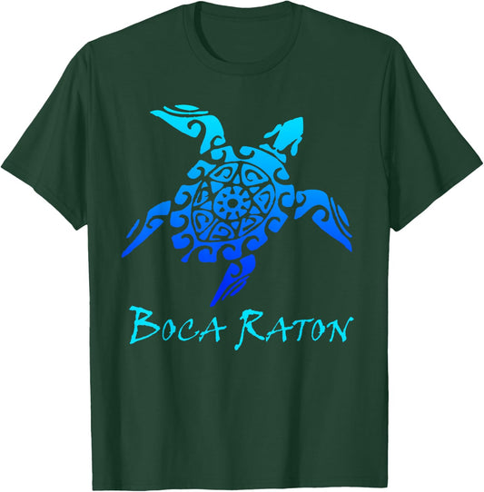 Boca Raton, Florida Vintage Retro Tribal Sea Turtle Vacation T-Shirt - T-Shirt | Forest
