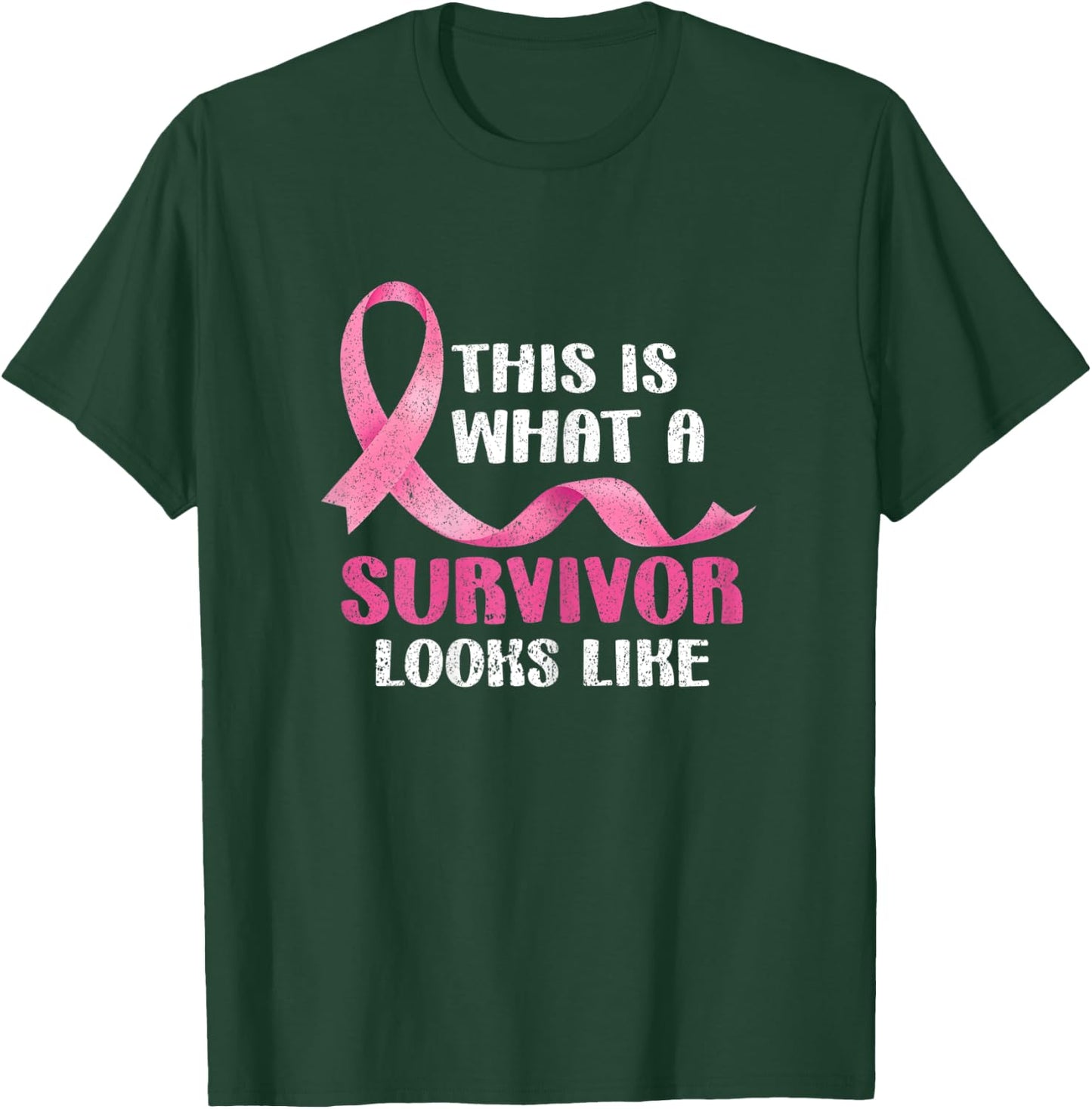 Cancer Survivor Women Pink Ribbon Breast Cancer Awareness T-Shirt - T-Shirt | Forest