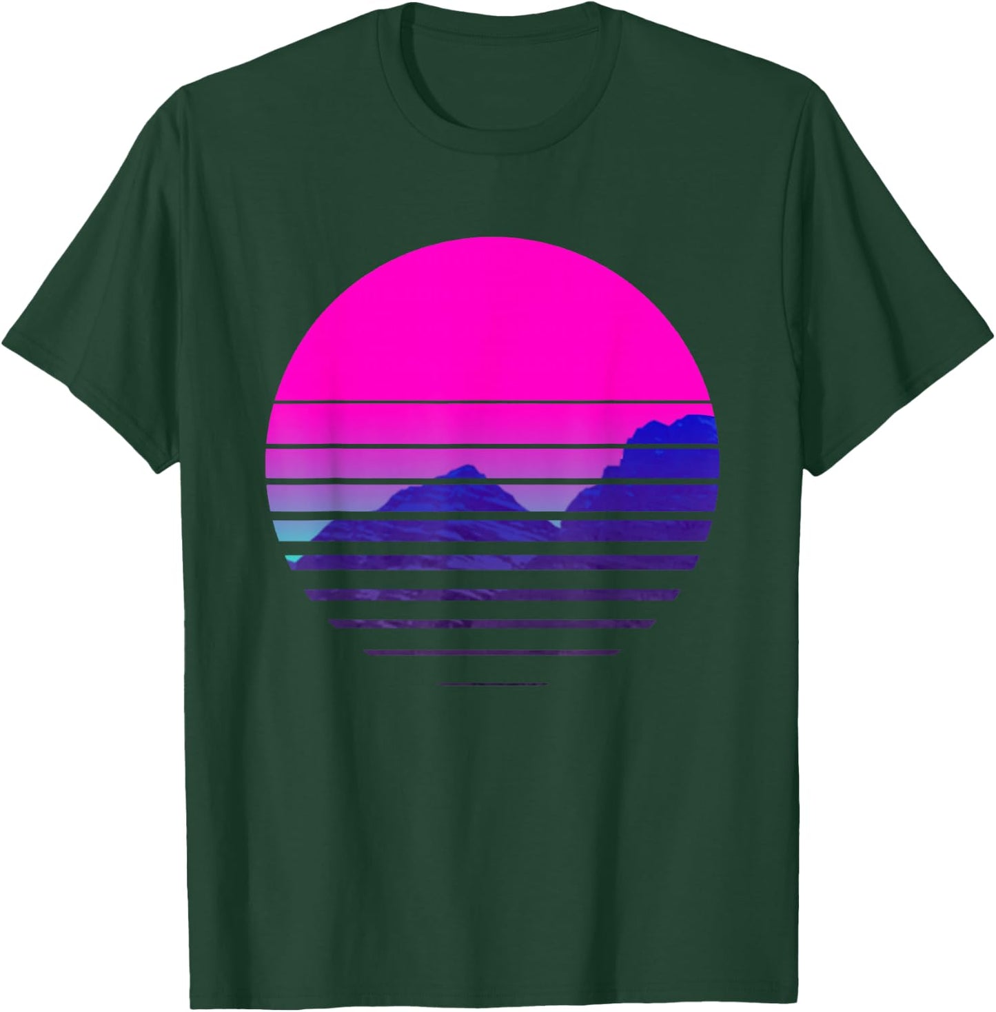 Vaporwave Aesthetic Sundownsunrise Mountains Scenary T-Shirt - T-Shirt | Forest