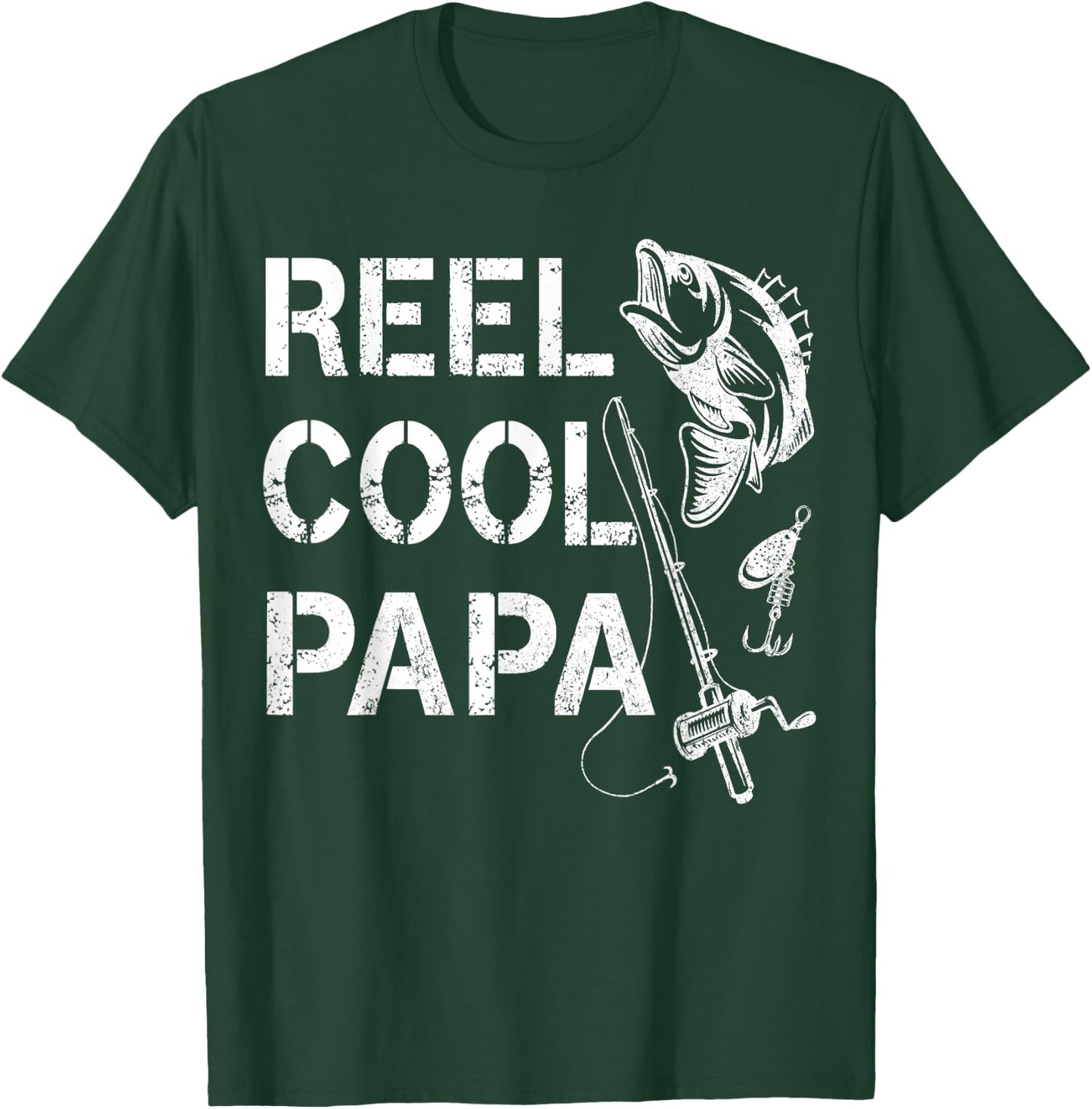 Reel Cool Papa Fishing Dad Gifts Father's Day Fisherman Fish T-Shirt - T-Shirt | Forest