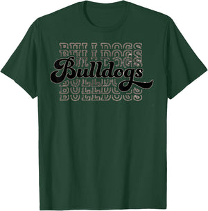 Vintage Bulldogs Team Mascot High School Sports College T-Shirt - T-Shirt | Forest