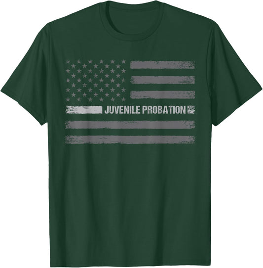 Juvenile Probation Vintage Distressed USA American Flag T-Shirt - T-Shirt | Forest