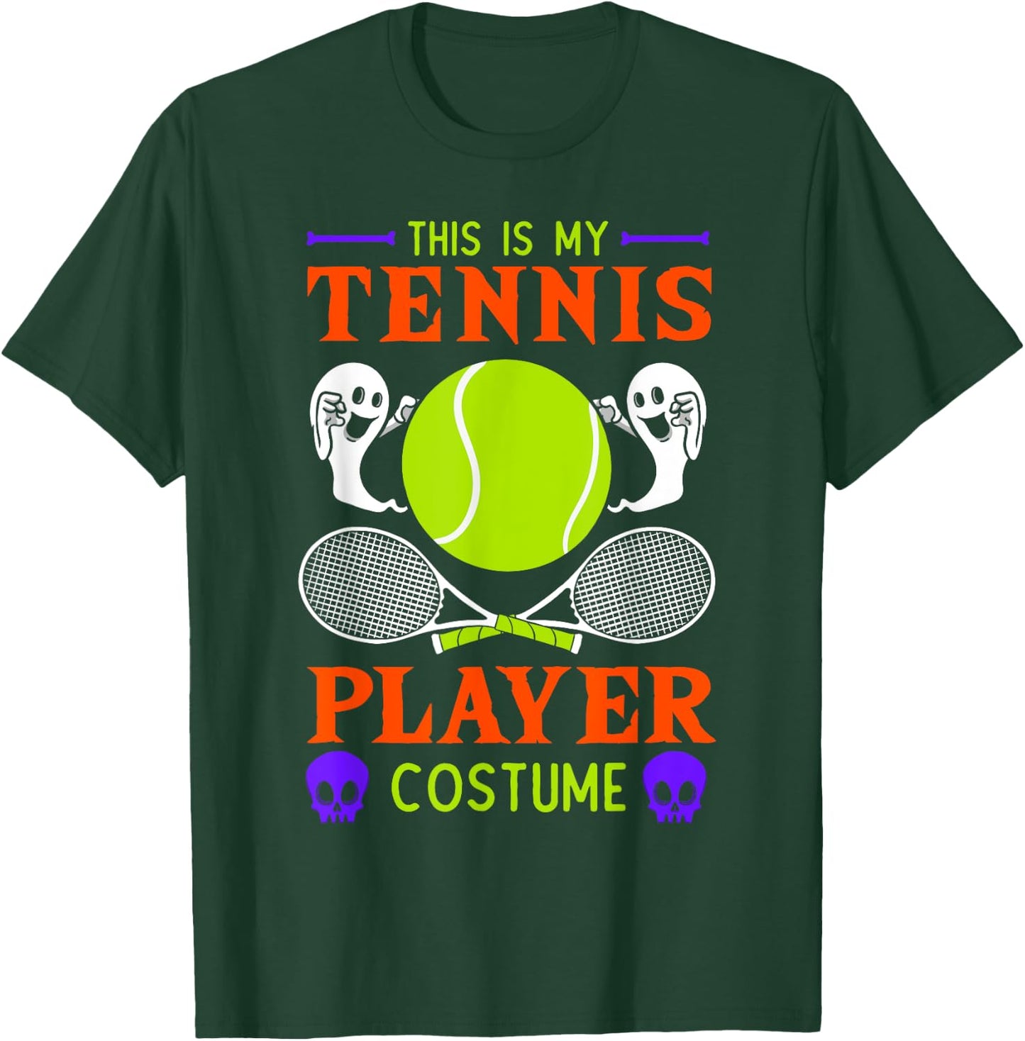 Halloween Tennis Player Sport Spooky Ghost Costume T-Shirt - T-Shirt | Forest
