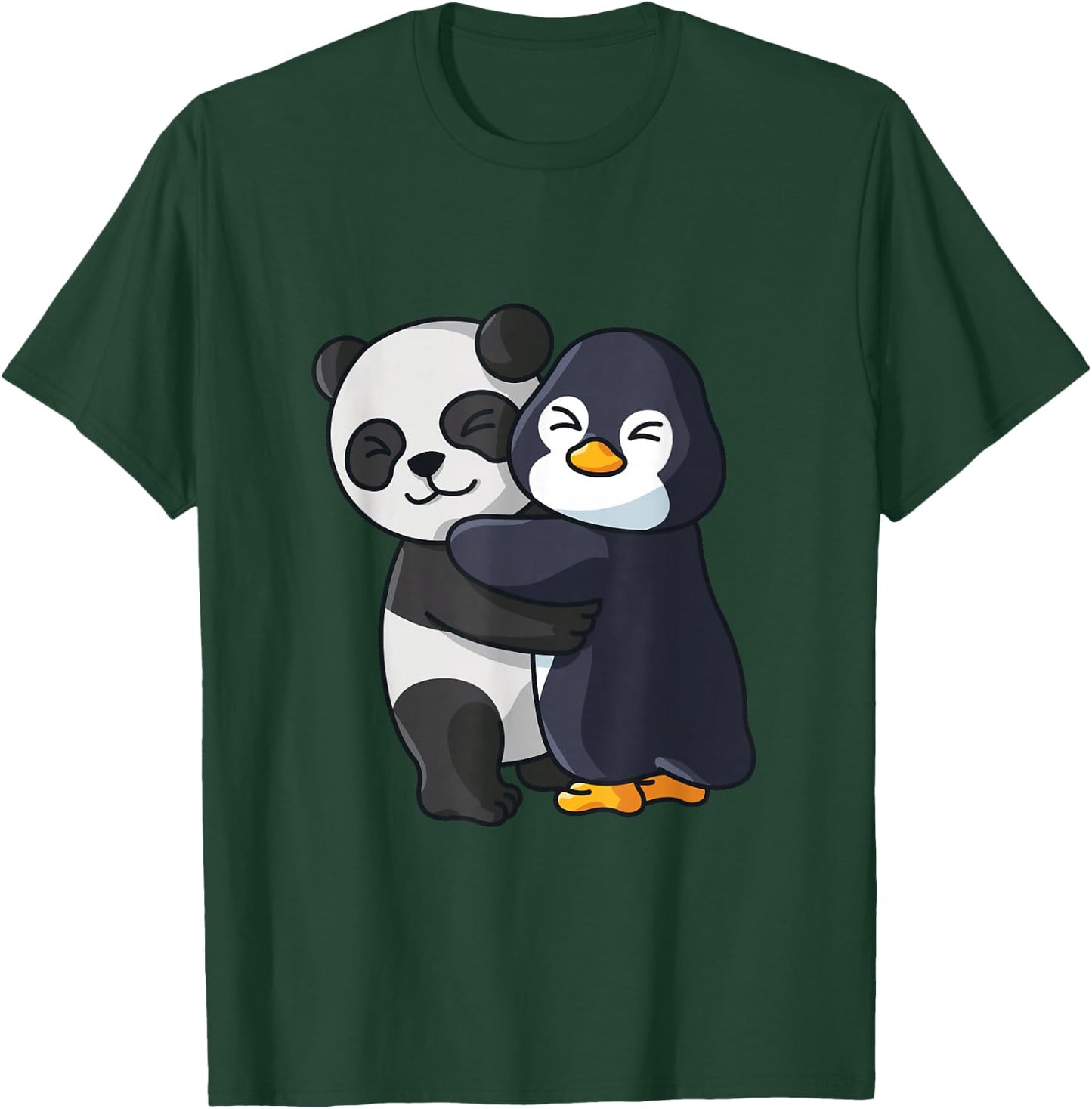 Panda and Penguin Cute Animal Lover Hugging Women Girls T-Shirt - T-Shirt | Forest