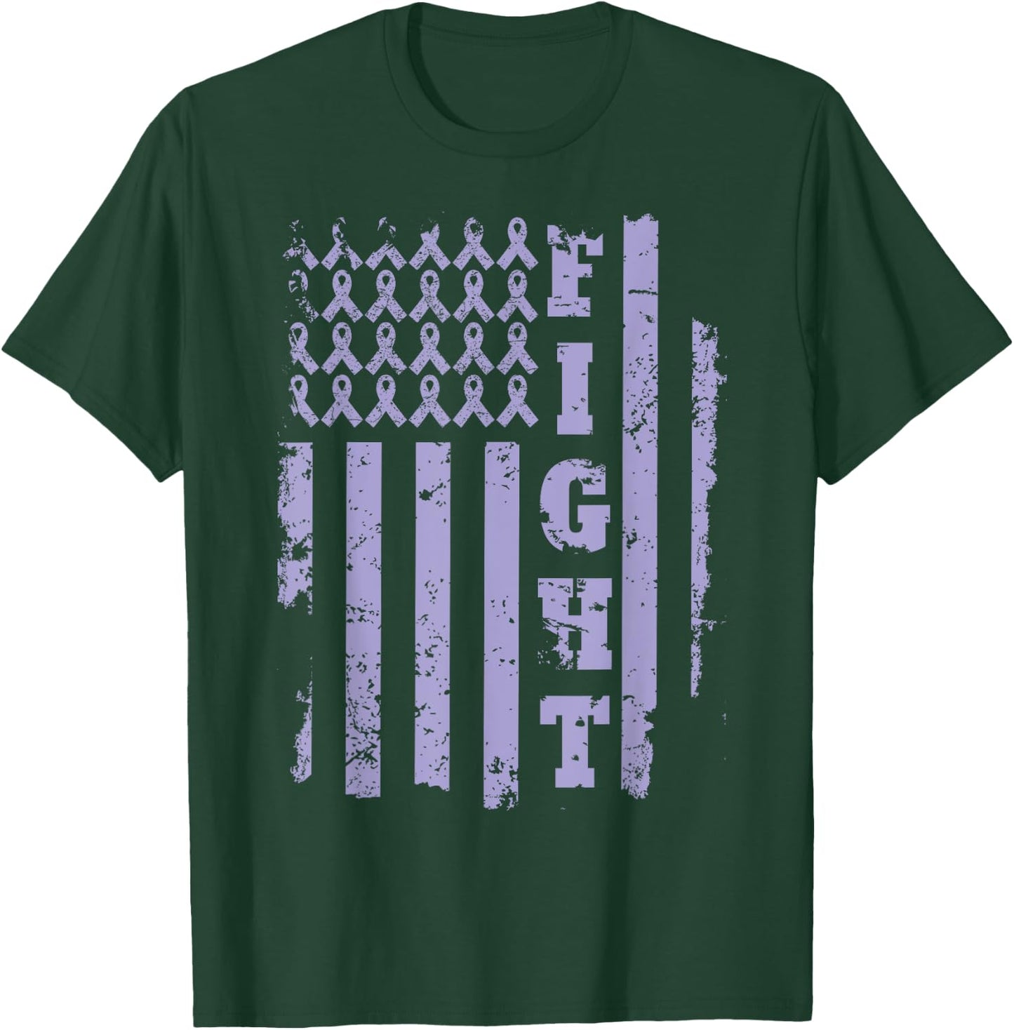 All Cancers Awareness Shirt Lavender Ribbon FIGHT T-Shirt - T-Shirt | Forest