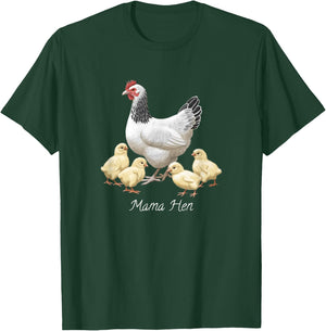 Mama Hen Sussex Chicken and 4 Baby Chicks T-Shirt - T-Shirt | Forest