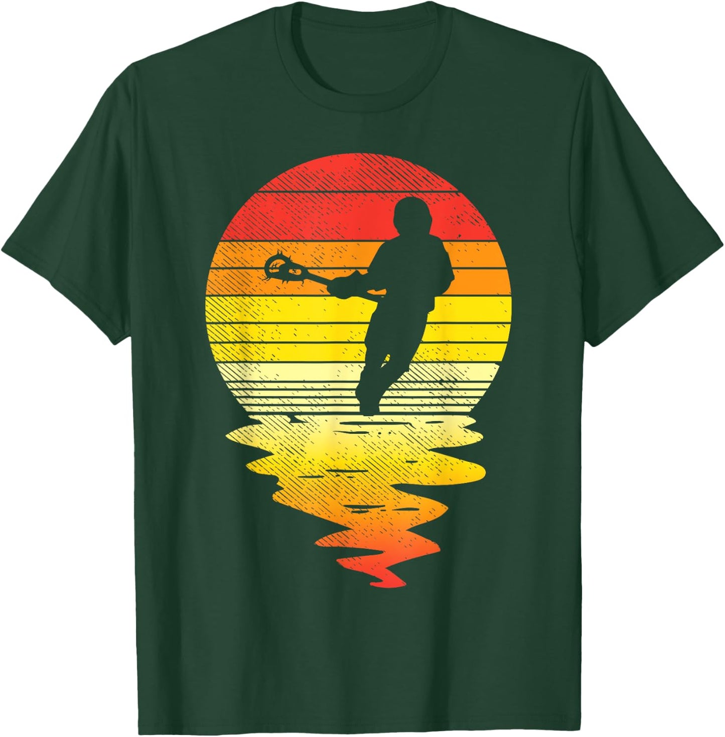 Lacrosse Sunset Retro Lax Player Coach Team Men Women Gift T-Shirt - T-Shirt | Forest