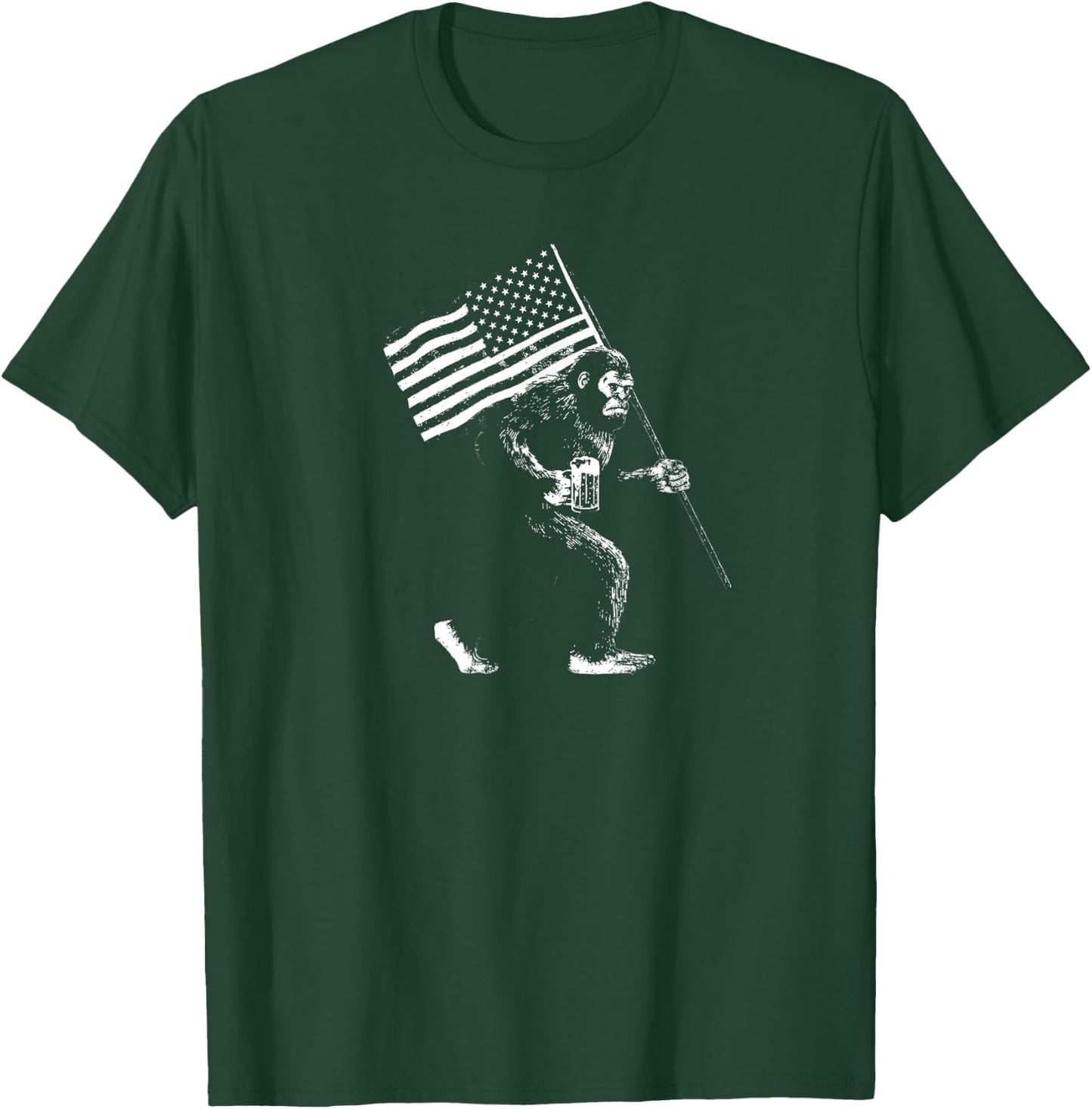 America 250: Sasquatch American Flag T-Shirt - T-Shirt | Forest