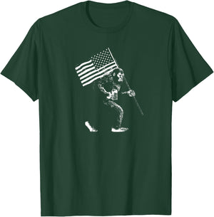 America 250: Sasquatch American Flag T-Shirt - T-Shirt | Forest