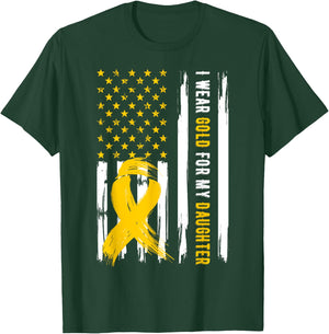 I Wear Gold For My Daughter Childhood Cancer Awareness T-Shirt - T-Shirt | Forest