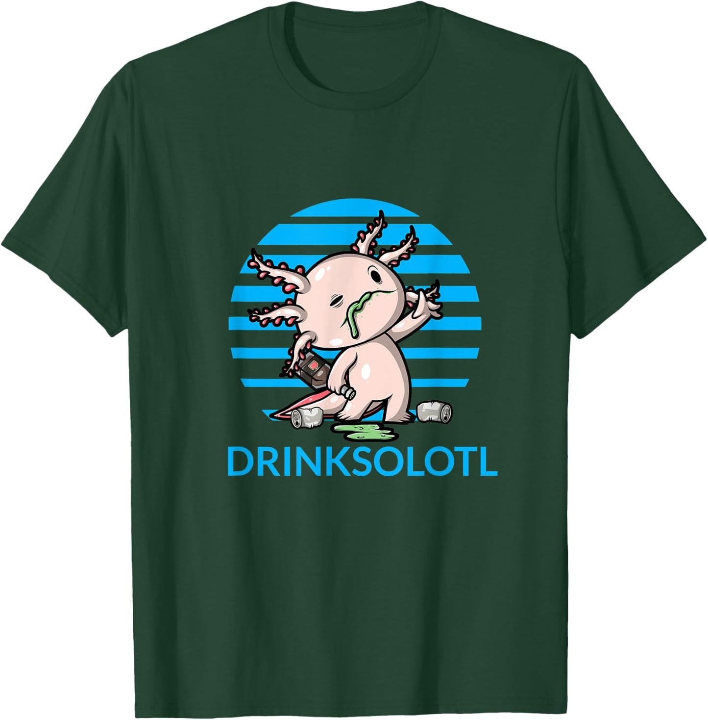 Drinksolotl Cute Axolotl Drunk Funny Drinking Alcohol Adult T-Shirt - T-Shirt | Forest