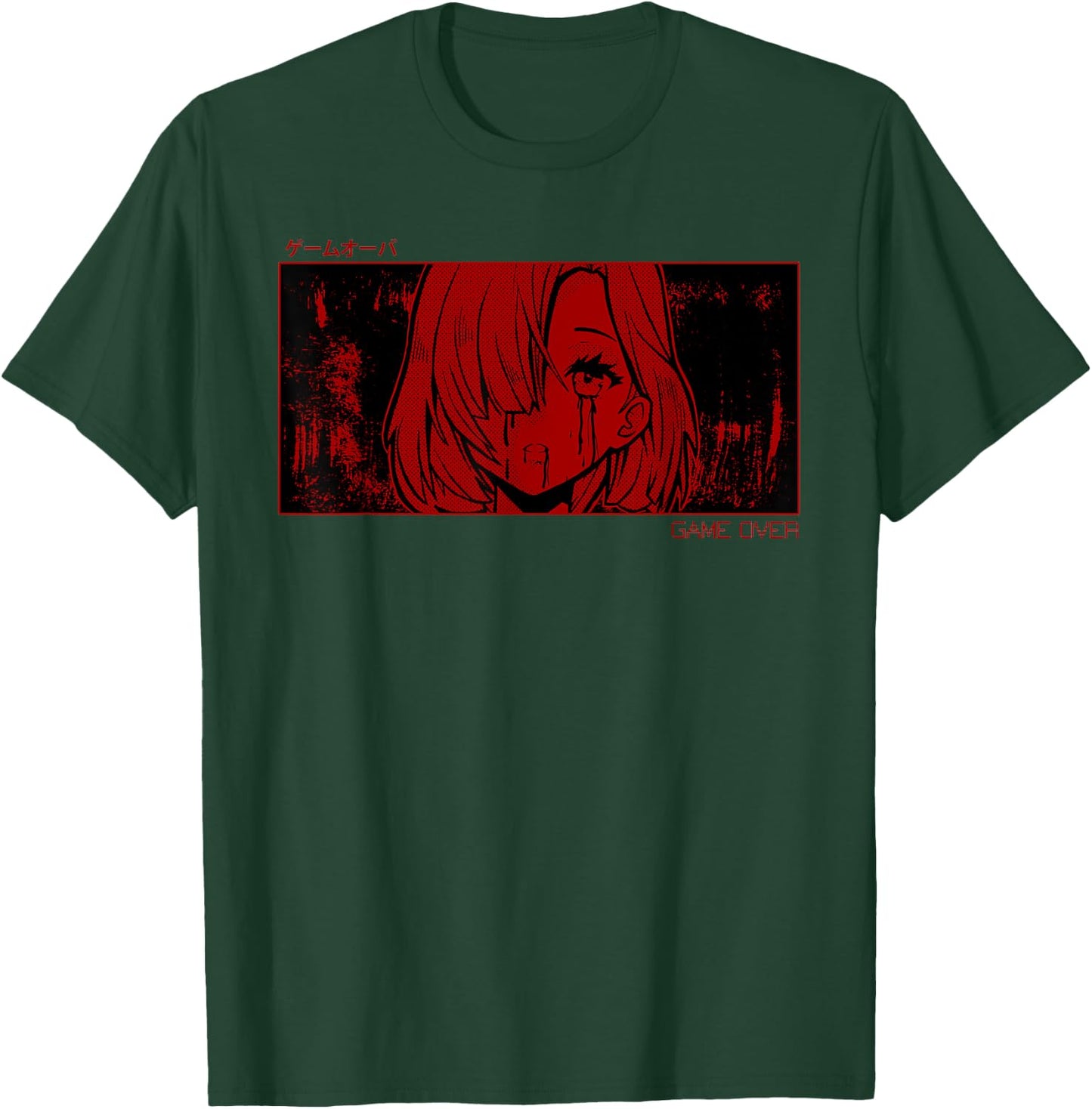 Soft Grunge Aesthetic Game Over Anime Girl Sad Harajuku Goth T-Shirt - T-Shirt | Forest