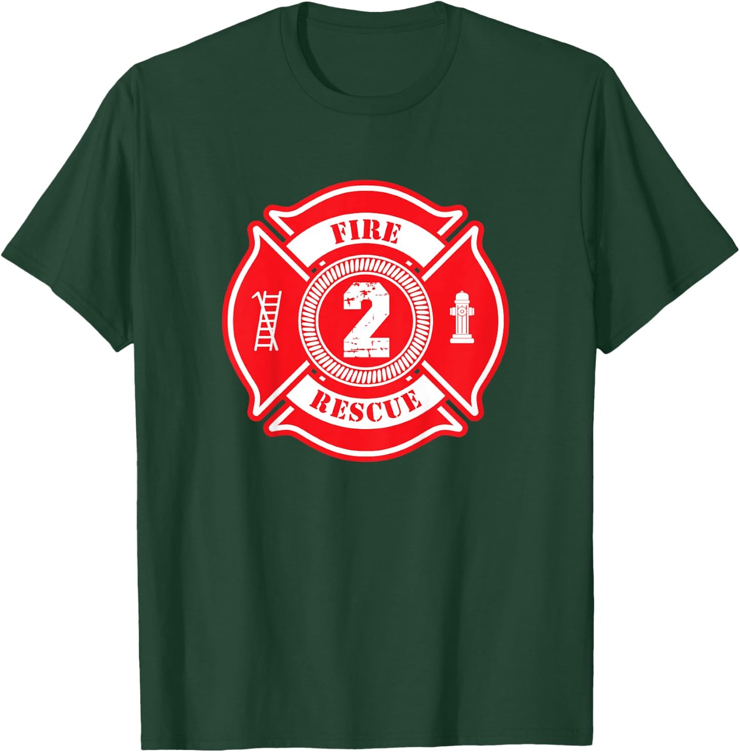 Kids 2nd Birthday Party Fireman Boy Two Year Old Firefighter T-Shirt - T-Shirt | Forest