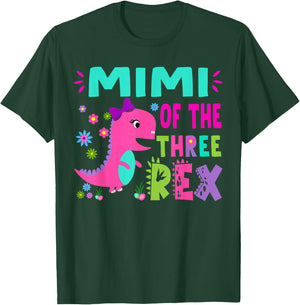 Mimi of the THREE rex T-Rex Dinosaur Birthday Family T-Shirt - T-Shirt | Forest