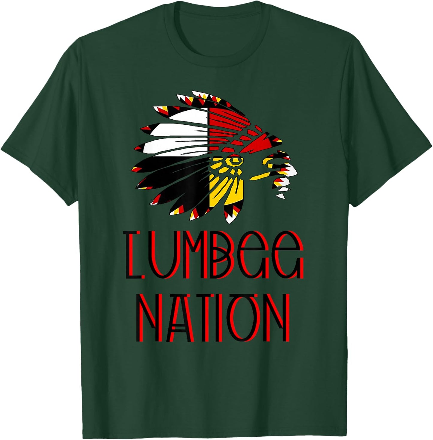 LUMBEE NATION FLAG | Indigenous | Native American Headdress T-Shirt - T-Shirt | Forest