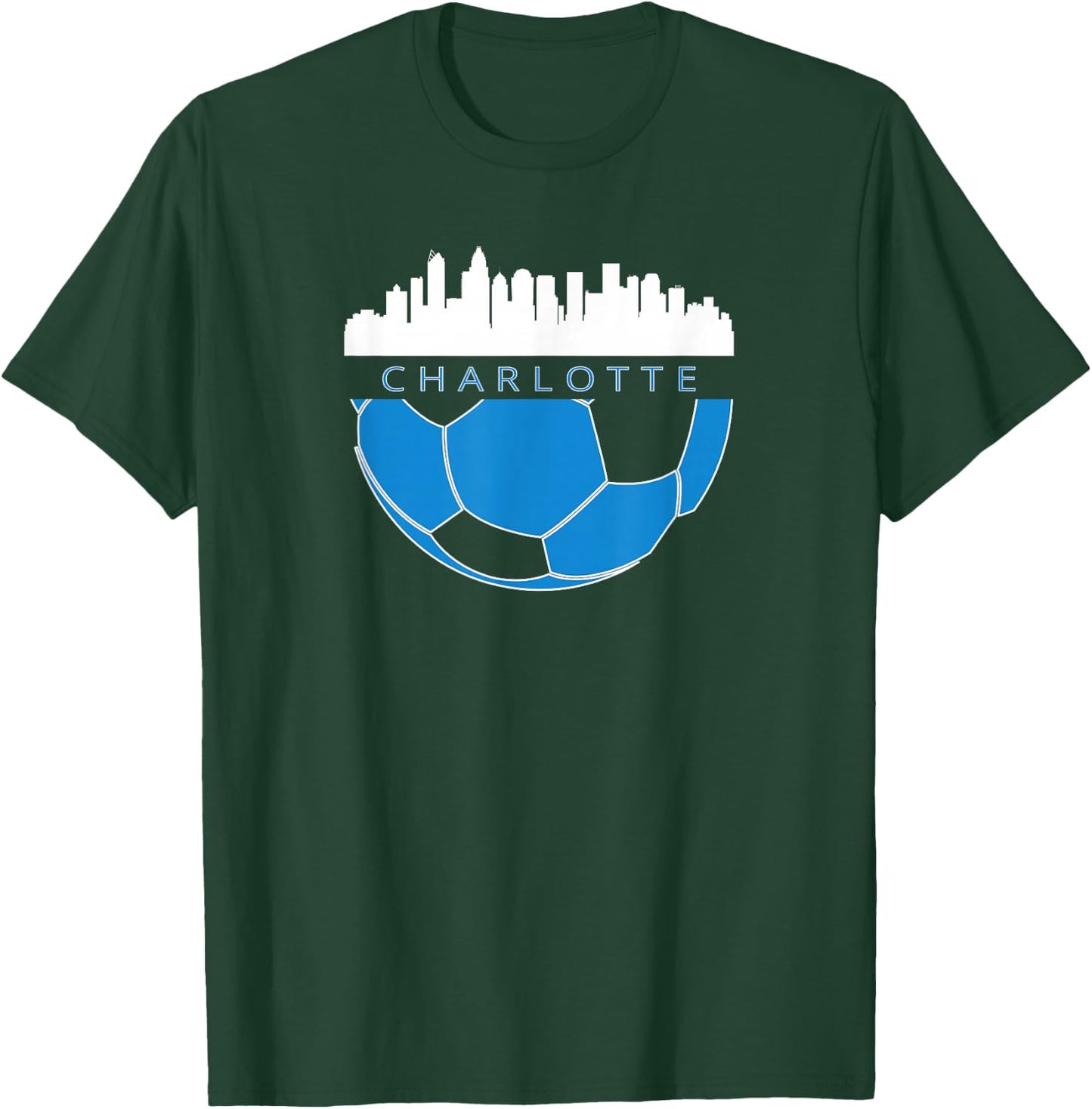CLT Airport Code 704 Charlotte NC Skyline Art Footballer Fan T-Shirt - T-Shirt | Forest