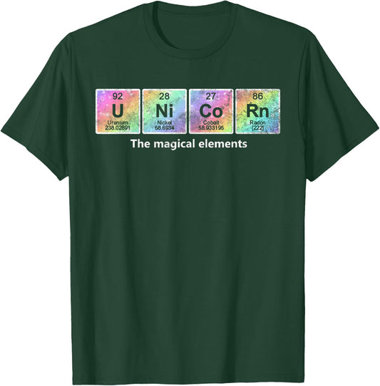 Funny Unicorn Chemistry Tie Dye The Magical Elements Vintage T-Shirt - T-Shirt | Forest