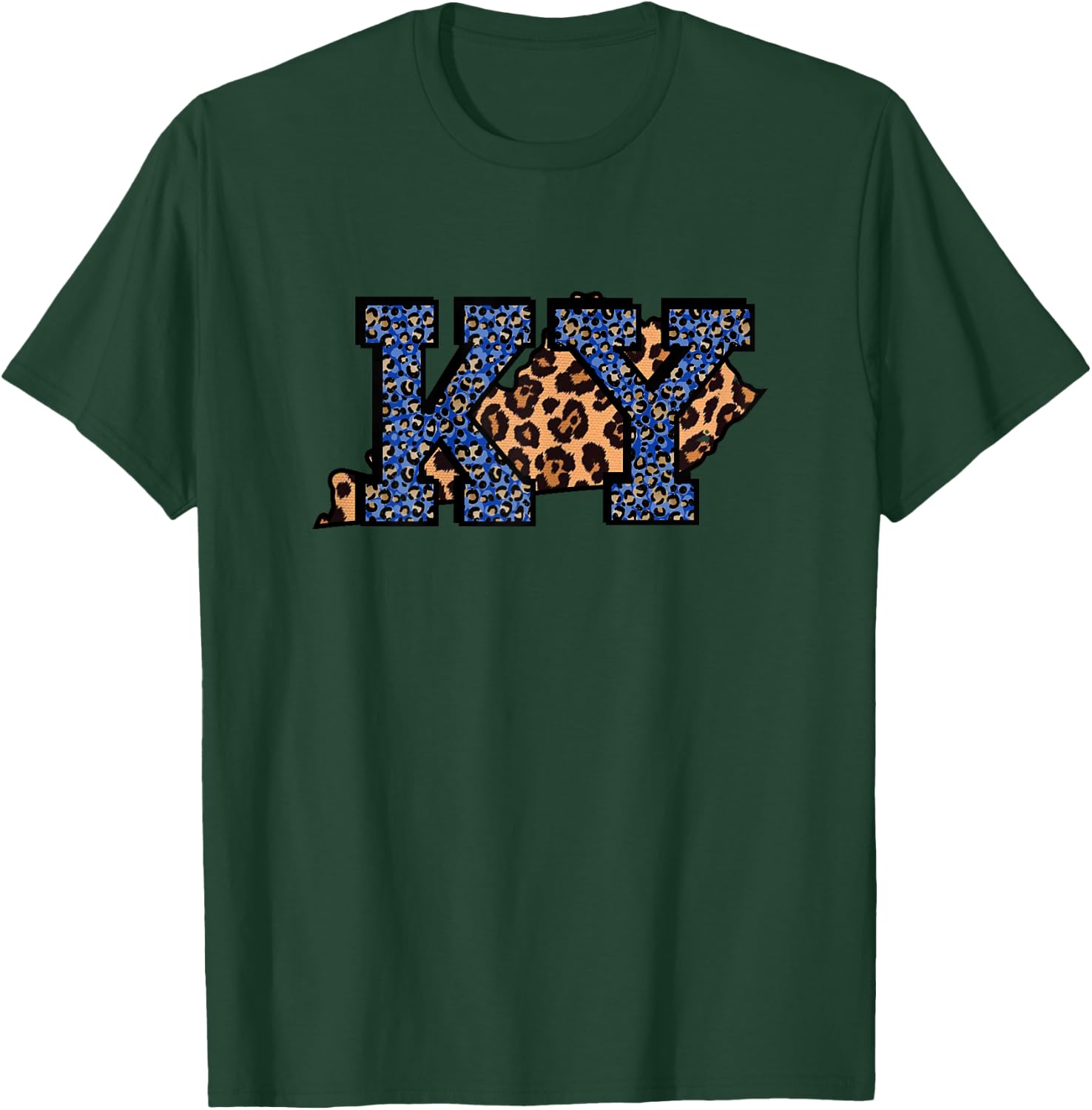 Kentucky Leopard Print KY Pride Kentucky Girl Cute State T-Shirt - T-Shirt | Forest