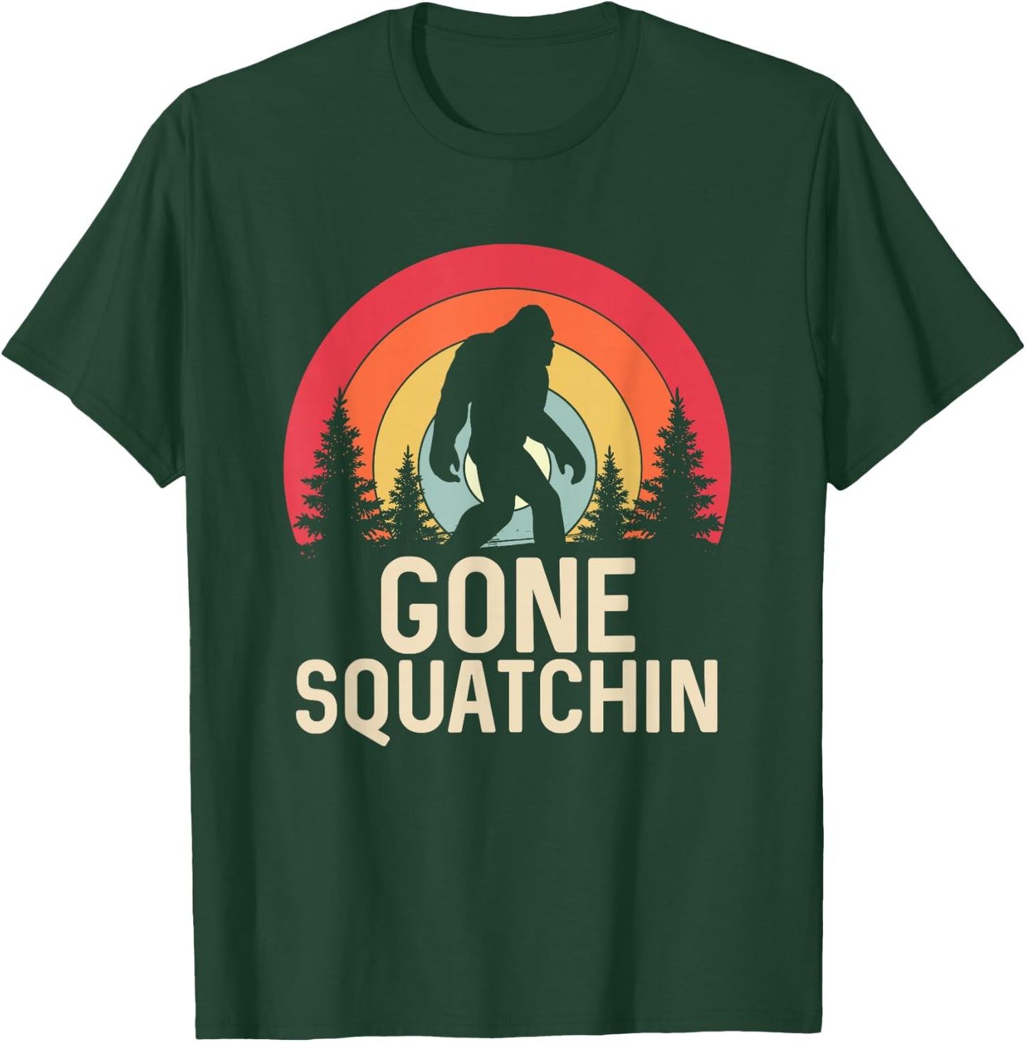 Retro Gone Squatchin - Bigfoot Sasquatch T-Shirt - T-Shirt | Forest