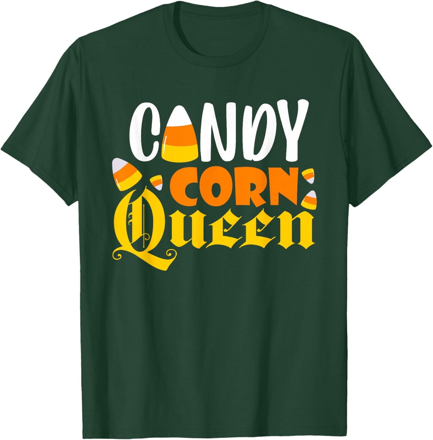 Candy Corn Queen Costume Halloween Cute Kawaii Crown Girls T-Shirt - T-Shirt | Forest