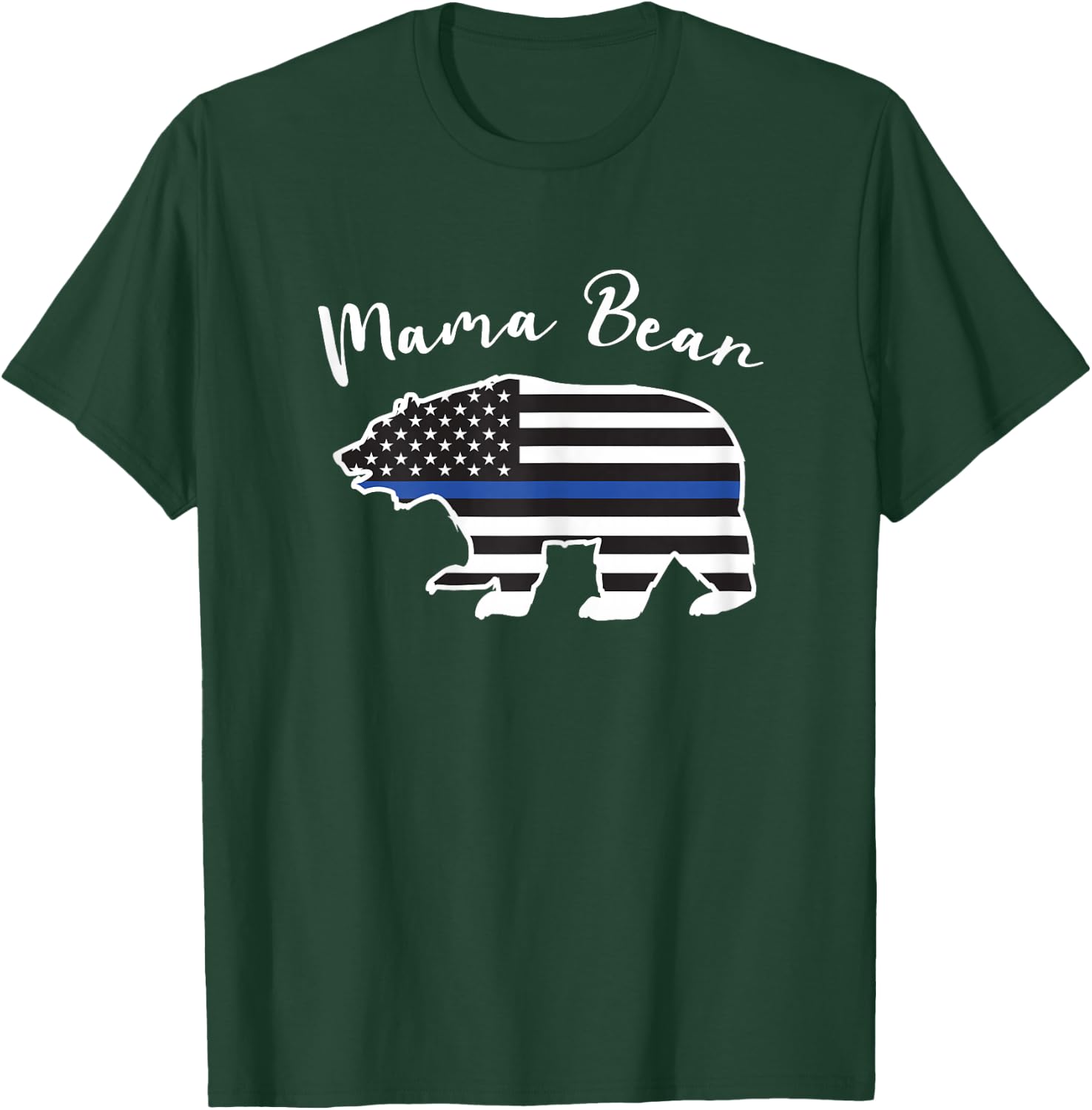 MAMA BEAR | Police Flag Police Mom Gift T-Shirt - T-Shirt | Forest