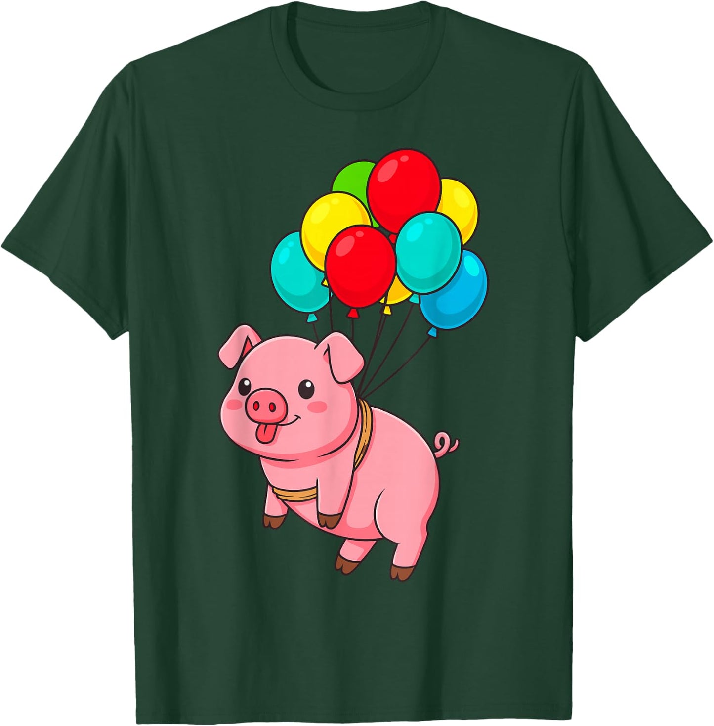 Pig Flying with Balloons T-Shirt - T-Shirt | Forest