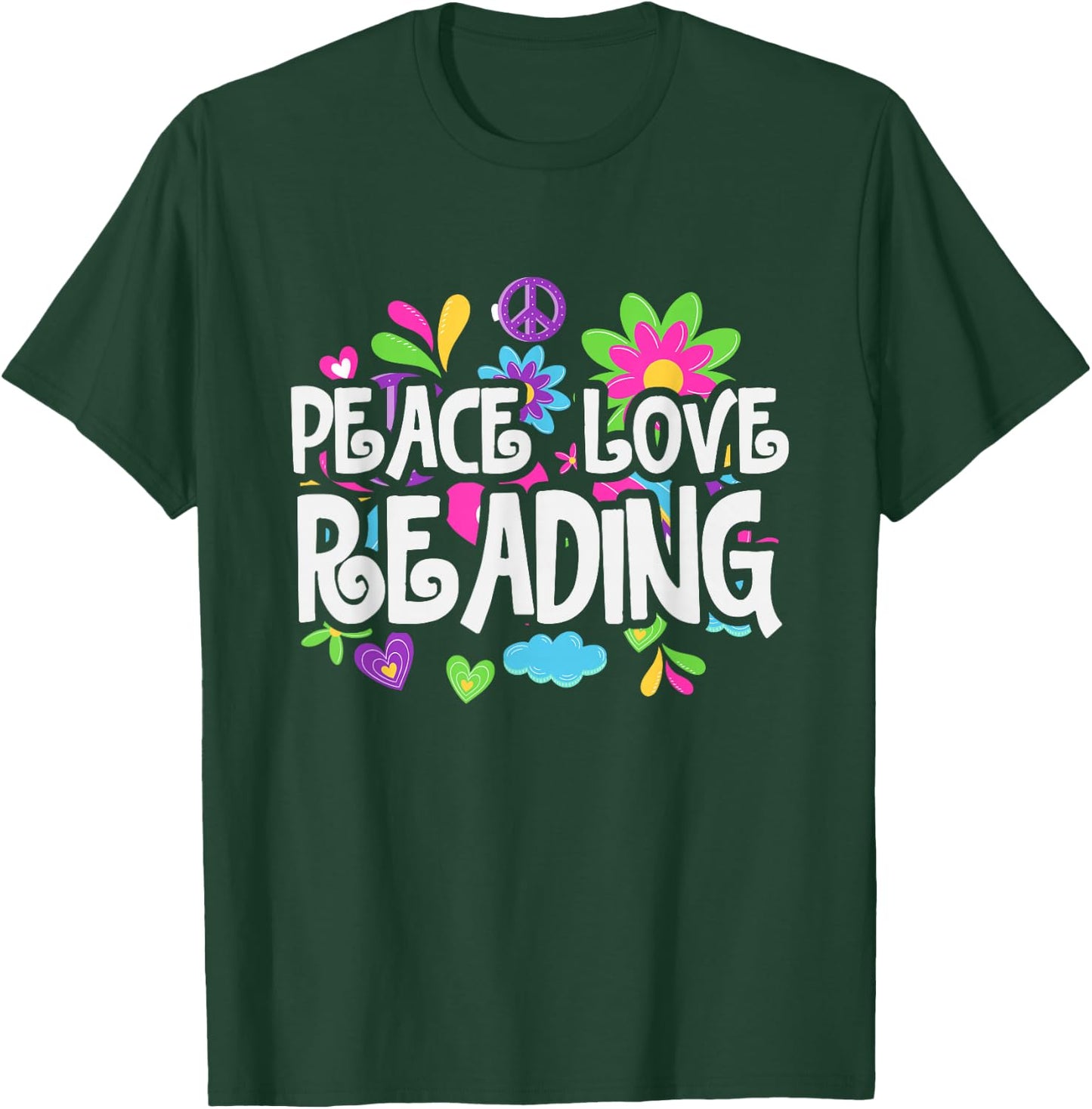 Peace Love Reading T-Shirt - T-Shirt | Forest